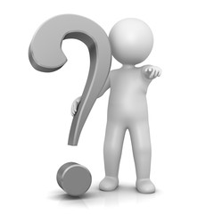 question mark stickman silver grey gray 3d isolated business symbol