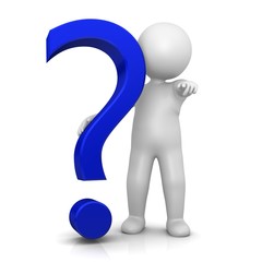 question mark stickman 3d  blue isolated symbol business graphic illustration