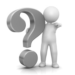 question mark stickman silver grey gray 3d isolated business symbol