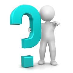 question mark stickman 3d turquoise cyan aqua 