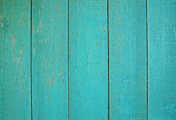 blue old wooden fence. wood palisade background. planks texture