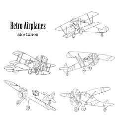 Background with Retro Airplanes