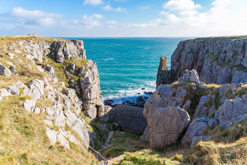 Saint Govan's Chapel, near Bosherston, Pembrokeshire, Wales, UK