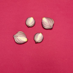 Red onion on a red background
