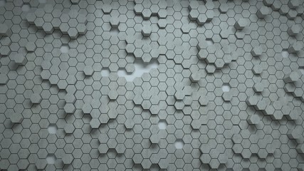 Abstract concrete hexagonal background, 3 d render