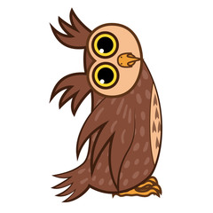 Set isolated Emoji character cartoon owl asks the question. Vector Illustrations