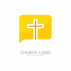 Obraz premium Church logo. Christian symbols. The cross of Jesus Christ and the symbol of communication.