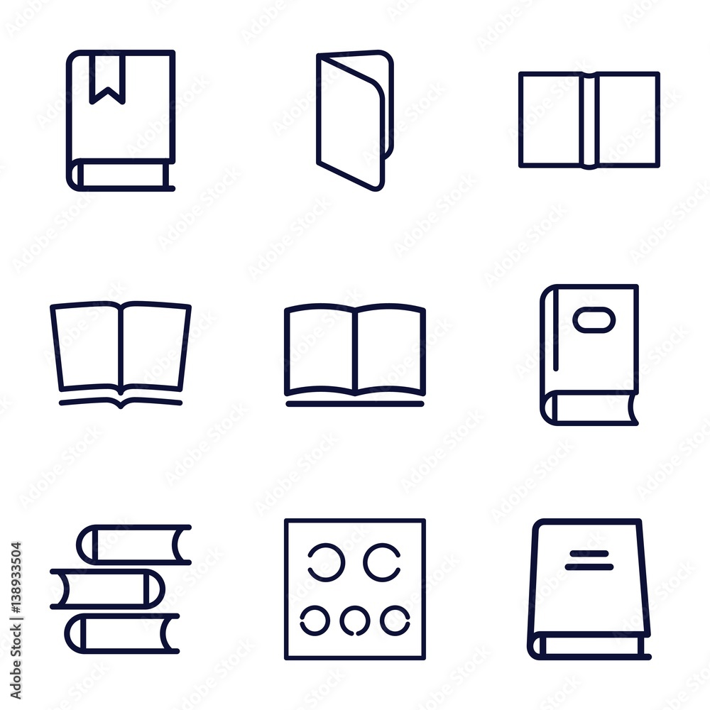Poster Set of 9 read outline icons
