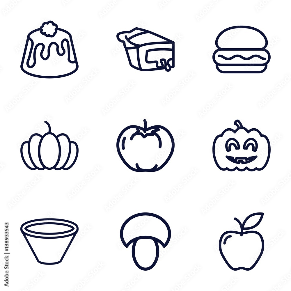 Poster Set of 9 nutrition outline icons