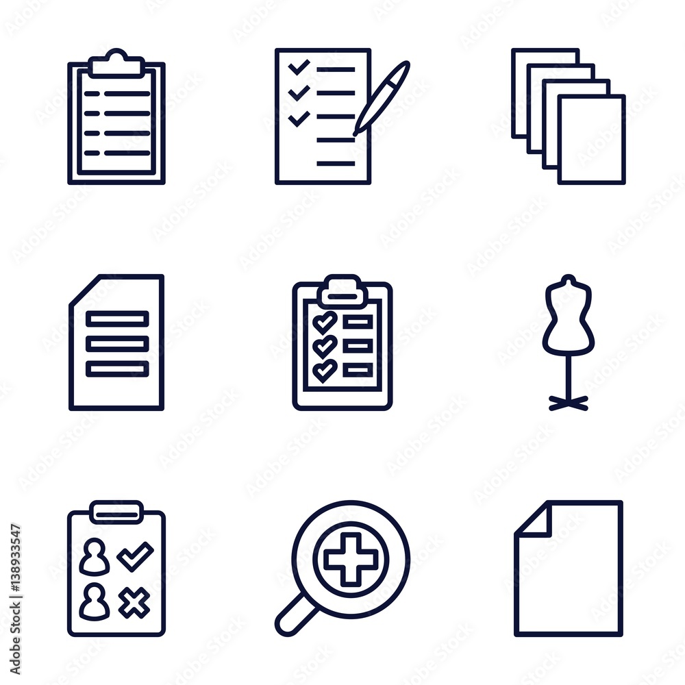 Poster set of 9 form outline icons