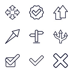 Set of 9 right outline icons