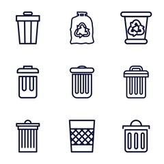 Set of 9 rubbish outline icons