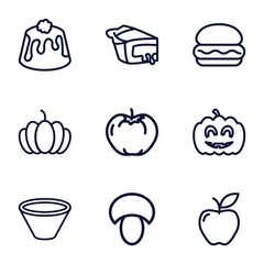 Set of 9 nutrition outline icons