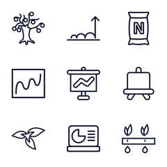 Set of 9 growing outline icons