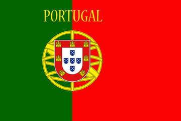 Obraz premium Portugal National Flag With Country Name Written On It 3D illustration