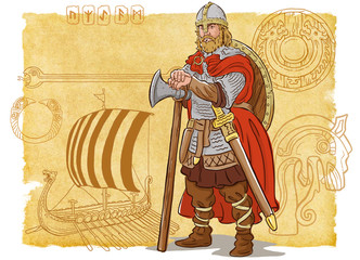 Viking Warrior on Background