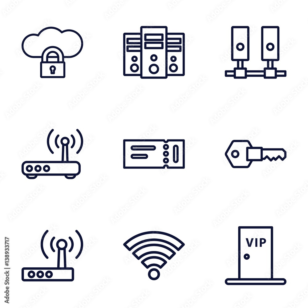Poster set of 9 access outline icons