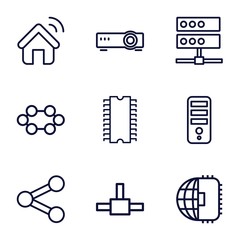 Set of 9 network outline icons
