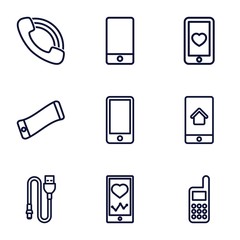 Set of 9 cellphone outline icons