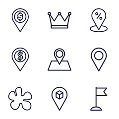 Set of 9 marker outline icons