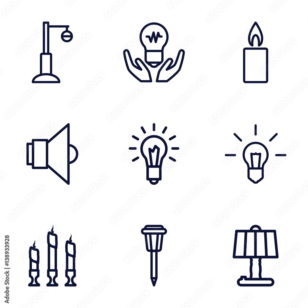 Poster set of 9 illumination outline icons