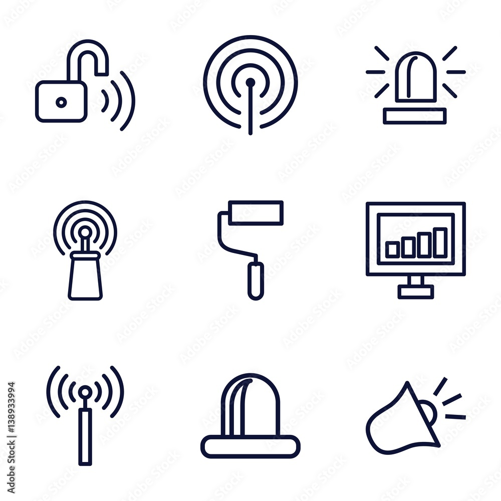 Poster set of 9 signal outline icons