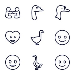 Set of 9 smiling outline icons
