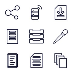 Set of 9 file outline icons
