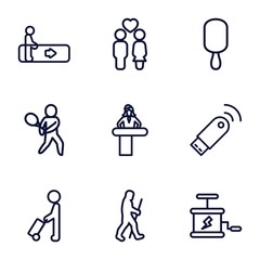 Set of 9 stick outline icons