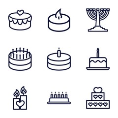 Set of 9 candle outline icons