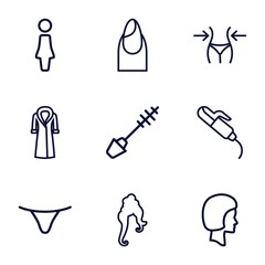 Set of 9 female outline icons