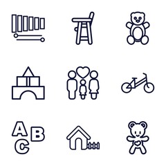 Set of 9 child outline icons