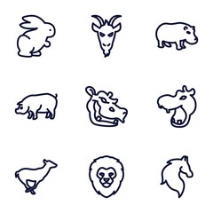 Obraz premium Set of 9 mammal outline icons