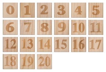 Engraved Numbers in Wooden Blocks