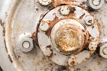 closeup old wheel mag alloy , rusty, dirty  and old condition