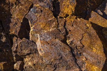 Basalt rocks with iron elements and impurities