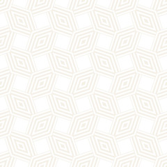 Subtle Ornament With Striped Rhombuses. Vector Seamless Monochrome Pattern