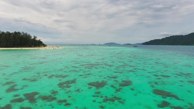 Aerial video of beauty nature landscape with beach, corals and sea on Koh Lipe island, Thailand, 4k
