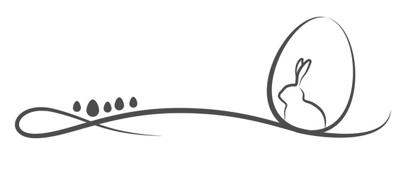 Grußkarte mit Ostermotiv - Hase im Ei (Grau) © ii-graphics