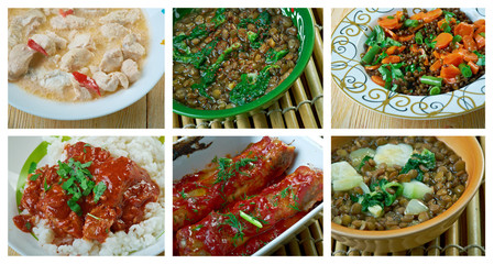 Food set African traditional cuisine.