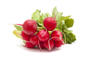 bunch of radish isolated on white