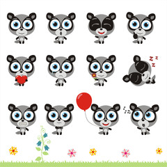 Fototapeta premium Big set cute little badger. Collection isolated cartoon badger in different poses.