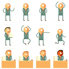Set of flat human business icons