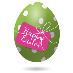 easter egg with dots, lettering and ribbon - Happy Easter 