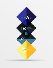 Glossy squares with text, abstract geometric design concept