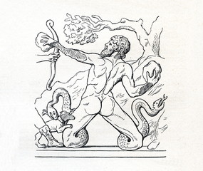 Giant fighting Artemis (from Meyers Lexikon, 1895, 7/587)