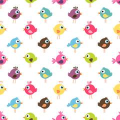 Obraz premium Seamless pattern with cute colorful birds