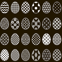 set of eggs for Easter on black background