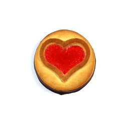 Obraz na płótnie Canvas cookie with a heart, symbol of love, Valentine's Day, isolated