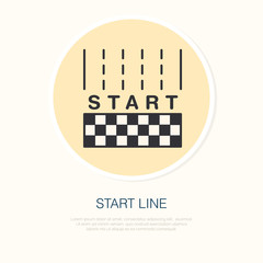 Start line vector linear icon. Speed automobile, racing car sign. Competition illustration.